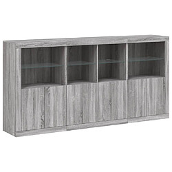 Avis Maison Chic Commode Buffet - Meuble de rangement avec lumières LED sonoma gris 202x37x100 cm -GKD12838