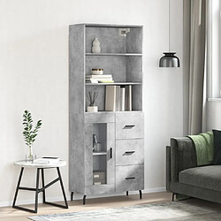 vidaXL Buffet haut Gris béton 69,5x34x180 cm Bois d'ingénierie