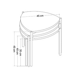 Helloshop26 Set de 3 tables d'appoint gigognes triangulaires blanc / anthracite / effet chêne 03_0008380