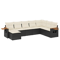 vidaXL Salon de jardin 8 pcs avec coussins noir résine tressée