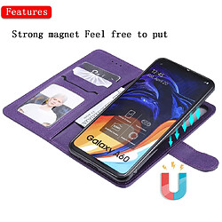 Wewoo Housse Coque Pour Galaxy A60 Étui de protection à rabat horizontal de couleur unie avec support et fentes cartes et portefeuille et cadre photo et lanière violet pas cher