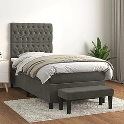 Maison Chic Lit Adulte - Lit simple Lit à sommier tapissier avec matelas moelleux - Meuble de Chambre - Gris foncé 100x200 cm -MN10807