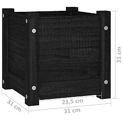 vidaXL Jardinières d'extérieur 2 pcs Noir 31x31x31 cm Bois de pin pas cher