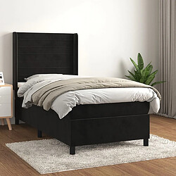 Maison Chic Lit Adulte - Lit simple Lit à sommier tapissier avec matelas moelleux - Meuble de Chambre - Noir 90x190 cm Velours -MN74945