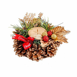 BigBuy Christmas Bougeoirs de Noël Multicouleur Doré Métal Plastique 15 x 15 x 10 cm