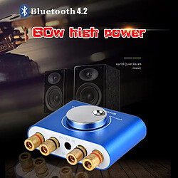 Universal Amplificateur Bluetooth 4.2 Amplificateur audio numérique Hi-Fi Stéréo 2.0 Canal Mini Amplificateur audio numérique de bureau pour bureaux intérieurs | Haut-parleurs portables (bleu)