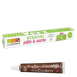 Scrapcooking Pâte à sucre en rouleau prête à dérouler Ø 36 cm vert + 1 Stylo chocolat