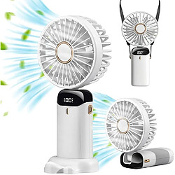 Avis Mini Ventilateur De Poche, Ventilateur Personnel Portable Ventilateur de Cou Suspendu 90 Réglable USB Rechargeable Petit Ventilateur De Bureau Blanc