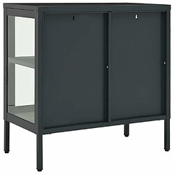 Maison Chic Commode Buffet - Meuble de rangement Anthracite 70x35x70 cm Acier et verre -GKD65454 pas cher