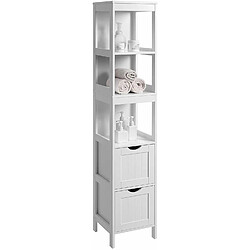 Armoire Haute, Placard de Rangement, Colonne de salle de bain 30 x 30 x 141,5 cm, Blanc BBC66WT VASAGLE