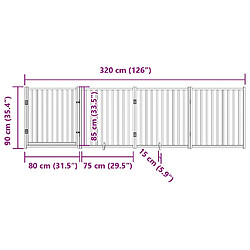 vidaXL Barrière pour chiens avec porte 4 panneaux bois de sapin massif pas cher