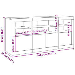 vidaXL Buffet avec lumières LED blanc 142,5x37x67 cm pas cher