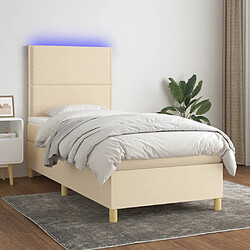 Sommier à lattes,Cadre à lattes de lit et matelas et LED pour Adulte Crème 80x200cm Tissu -MN37893