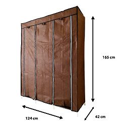 Dressing en tissu avec portes à fermeture éclair et poches latérales Nyana Home Dimensions 170x127x45 cm Marron pas cher