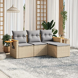 Maison Chic Salon de jardin avec coussins 4 pcs | Ensemble de Table et chaises | Mobilier d'Extérieur beige résine tressée -GKD96574