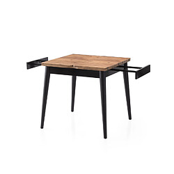 Concept Usine Table à manger extensible 4 personnes style industriel bois et noir 80 cm PALLINI pas cher