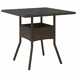 Maison Chic Table de jardin | Table d'extérieur avec dessus en verre marron résine tressée -GKD13969