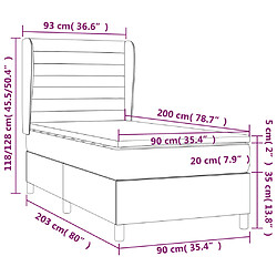 vidaXL Sommier à lattes de lit avec matelas Gris clair 90x200 cm Tissu pas cher