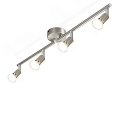 NETTLIFE 4 Spots de plafond salon moderne GU10 pivotant à 330° lampe rotative en acier inoxydable pour chambre intérieur (sans ampoule)