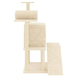 Helloshop26 Arbre à chat meuble tour grimper jouet grattage grattoir escalade plateforme avec griffoirs en sisal 110,5 cm crème 02_0022458