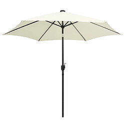 vidaXL Parasol de jardin et lumières LED mât en aluminium blanc sable