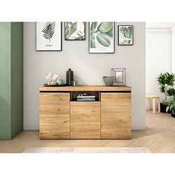 SKRAUT HOME Set Naturale Buffet-Meuble TV 160cm couleur Chêne Nordique/Noir