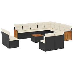 Maison Chic Salon de jardin avec coussins 13 pcs, Ensemble Tables et chaises de jardin, noir résine tressée -GKD330713