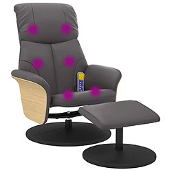 vidaXL Fauteuil inclinable de massage avec repose-pied gris similicuir