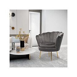 Habitat Et Jardin Fauteuil en velours Floria - 75 x 68 x 77.5 cm - Gris