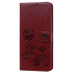 Wewoo Housse Coque Étui en cuir PU à rabat horizontal relief rose pour Huawei P Smart Zavec support et fentes cartes et portefeuille marron