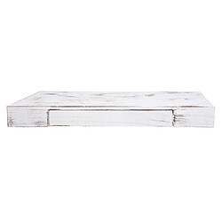 Mendler Étagère murale HWC-H37, étagère suspendue, tiroir, en bois massif 8x80x25cm ~ blanc, shabby pas cher