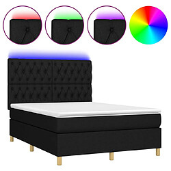 vidaXL Sommier à lattes de lit et matelas et LED Noir 140x190 cm Tissu