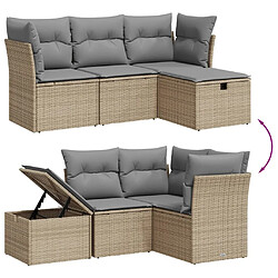 Avis vidaXL Salon de jardin avec coussins 4pcs mélange beige résine tressée