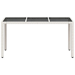 Maison Chic Table de jardin | Table d'extérieur avec dessus en verre blanc résine tressée -GKD60678 pas cher