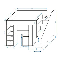 Avis Abiks Meble KONKRET 14 Lit superposé 247/165/120 (béton/blanc)