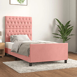 Maison Chic Lit adulte - Cadre Structure de lit avec tête de lit Contemporain Rose 100x200 cm Velours -MN91113