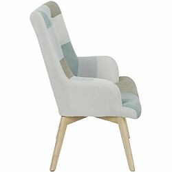 Acheter The Home Deco Factory Fauteuil en tissu patchwork pieds en bois brut Alta bleu.