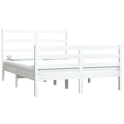 Avis Maison Chic Lit Moderne Chambre - Cadre/structure de lit pour adulte Blanc Bois de pin massif 140x190 cm -MN60270