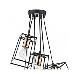 Luminaire Center Suspension Tower noir mat et cuivre poli 6 ampoules