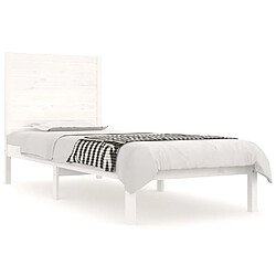 Maison Chic Lit Moderne Chambre - Cadre/structure de lit pour adulte Blanc Bois massif 75x190 cm Petit simple -MN46946