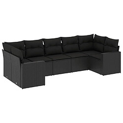 Maison Chic Salon de jardin 7 pcs avec coussins | Ensemble de Table et chaises | Mobilier d'Extérieur noir résine tressée -GKD99989