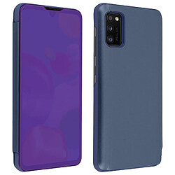 Avizar Housse Galaxy A41 Étui Clapet translucide Design Miroir Support Vidéo bleu nuit