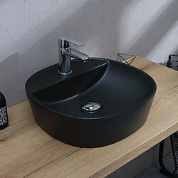 Kiamami Valentina LAVABO DE MEUBLE ROND EN CÉRAMIQUE NOIRE MATE