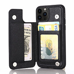 Coque en TPU + PU anti-rayures, anti-chutte avec béquille et porte-cartes pour votre iPhone 14 Pro - noir