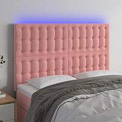 Maison Chic Tête de lit scandinave à LED,meuble de chambre Rose 144x5x118/128 cm Velours -MN60031