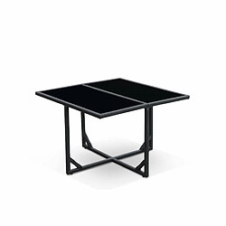 Table de jardin en résine 4 places – FIRENZE 4 – coloris noir, coussins blancs, table encastrable | sweeek pas cher