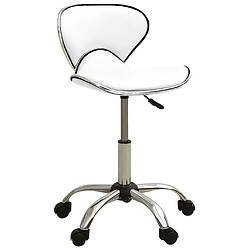 Helloshop26 Chaise fauteuil siège de bureau informatique étude similicuir blanc 02_0023986