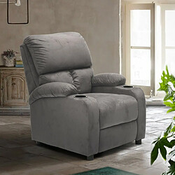 Produceshop Fauteuil relax inclinable avec repose-pieds en microfibre de velours Lucrezia, Couleur: Gris