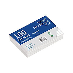 Dohe 30363 Lot de 100 fiches de bristol à rayures Blanc 180 g 125 x 200 mm