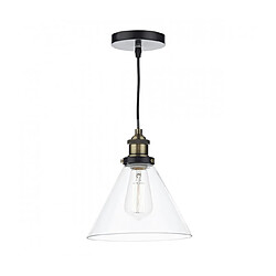 Luminaire Center Suspension Ray laiton antique et verre 1 ampoule